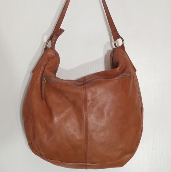 Genuine Artisan Hand Crafted Brown Leather Hobo Bag With Leather Stitch Detail - Picture 5 of 14